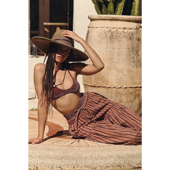 New Free People Ellie Striped Pull-On Barrel Pants Sz XS - Picture 2 of 6